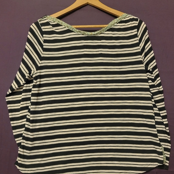 Anthropologie Black and White Striped Buttoned Blouse - Picture 5 of 7